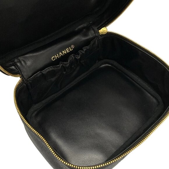 Auth CHANEL - A01997 Black Calfskin Vanity Bag Gold hardware - Picture 14 of 16